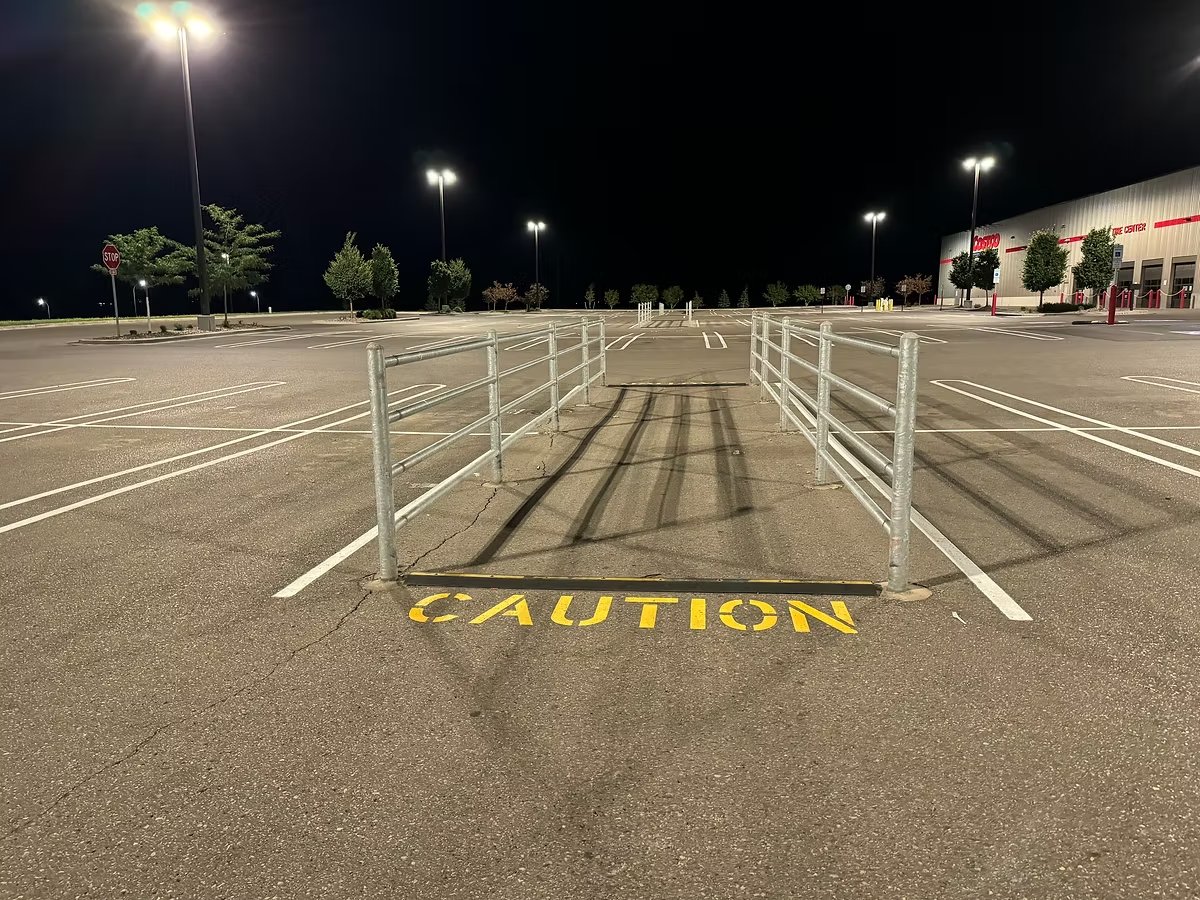 Large retail parking lot striping detail
