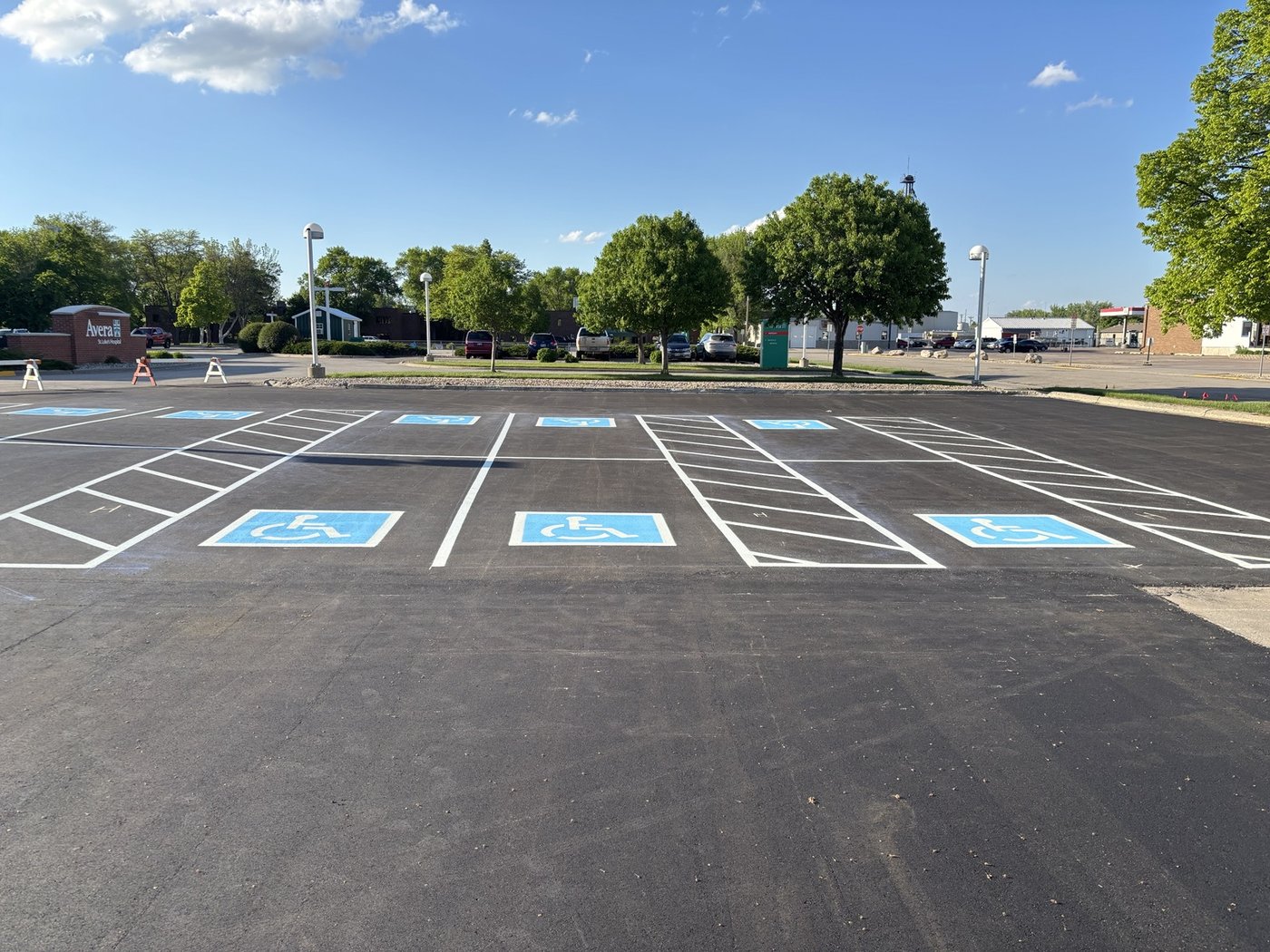 Commercial property crisp white parking lines