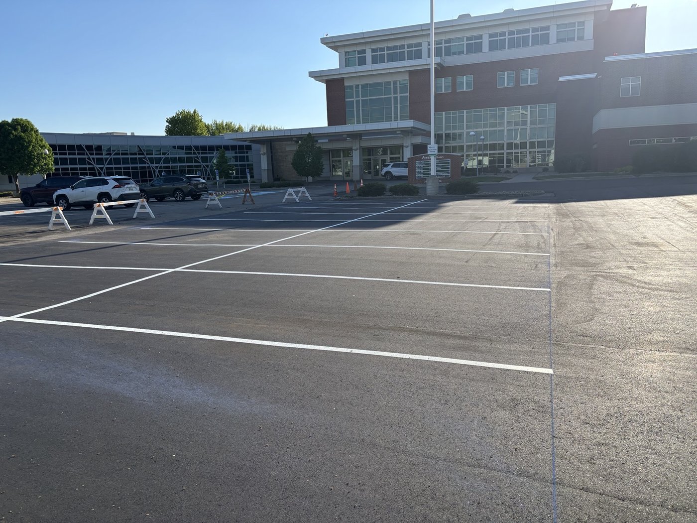 Office building parking lot striping