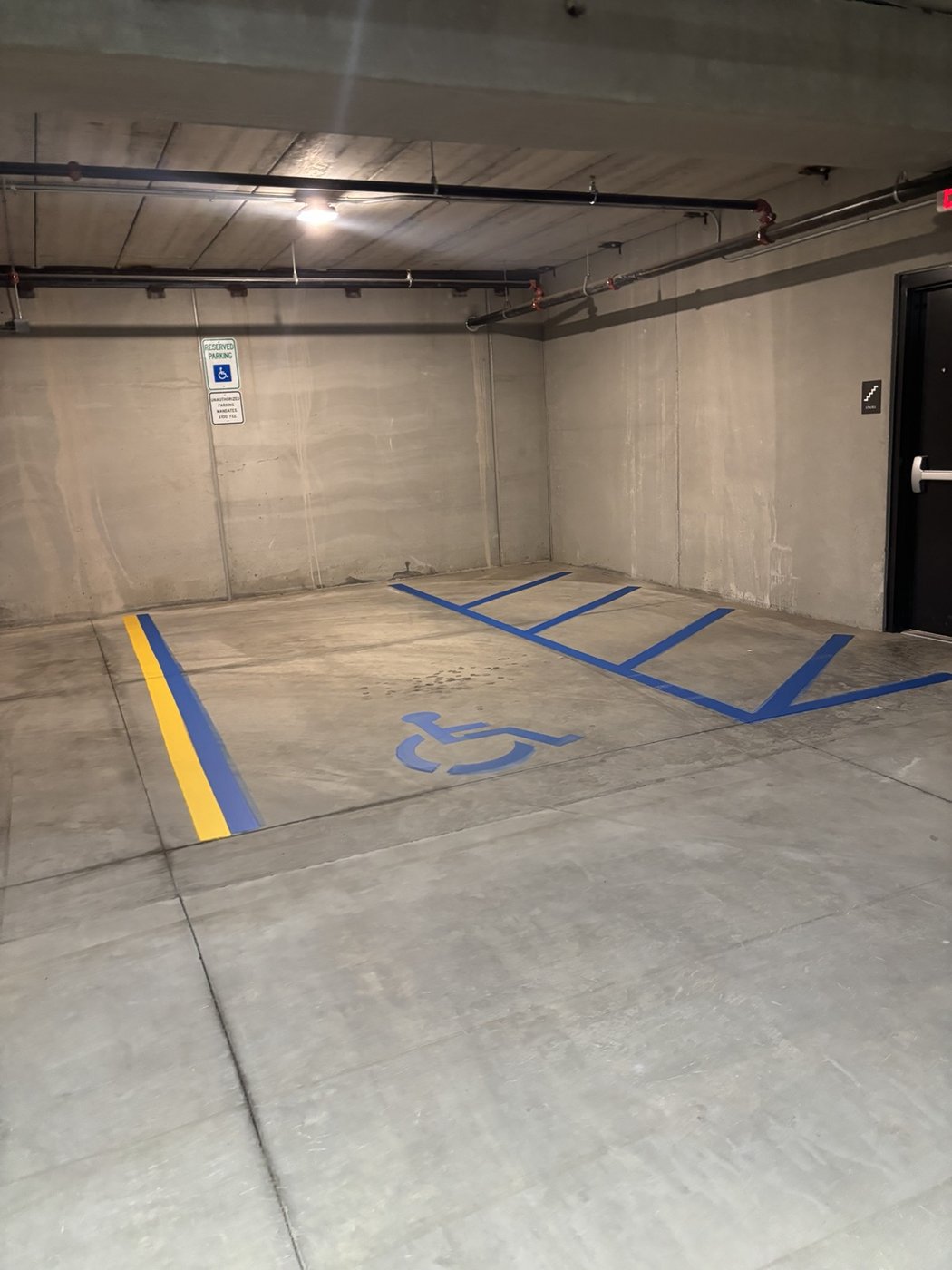 Indoor garage ADA accessible space