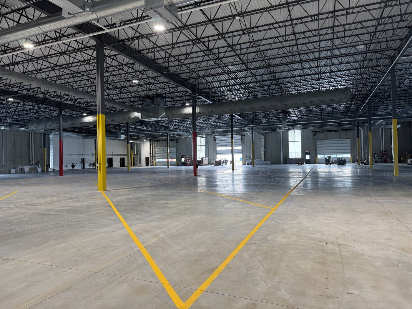 Large indoor warehouse parking striping