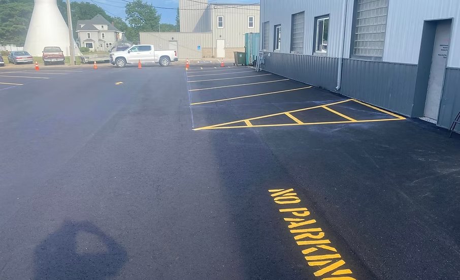 Newly designed lot with NO PARKING stencil