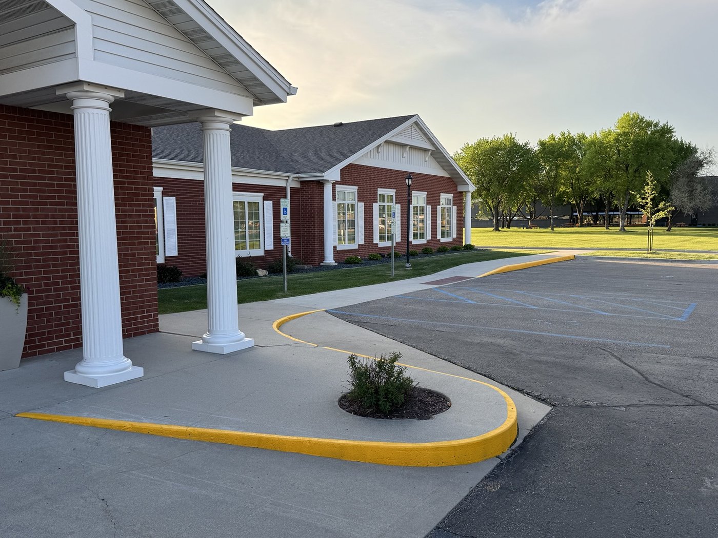 Office entrance fresh curb paint