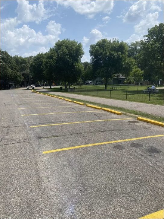 Municipal park lot recent re-stripe