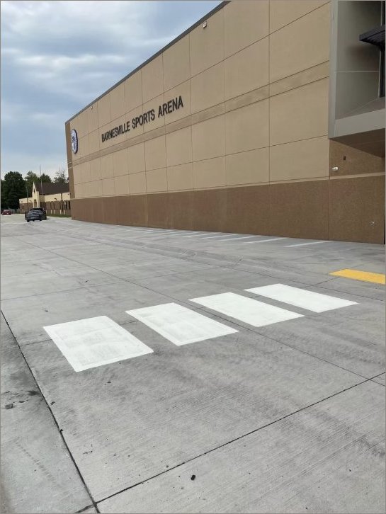 School crosswalk and parking striping