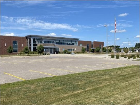School parking lot wide view